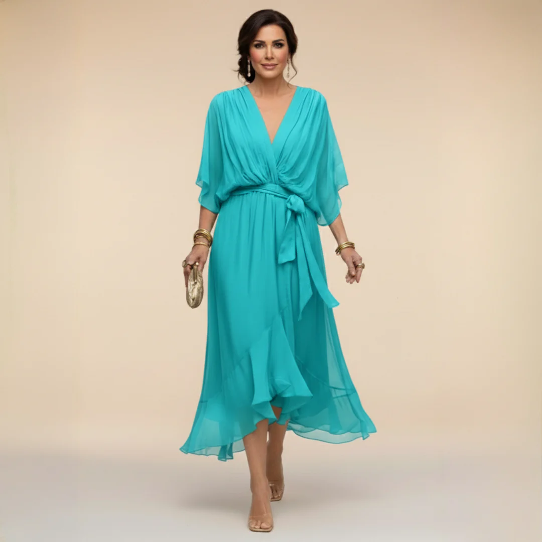 VESTITO IN CHIFFON CON SCOLLO A V