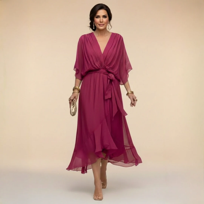 VESTITO IN CHIFFON CON SCOLLO A V