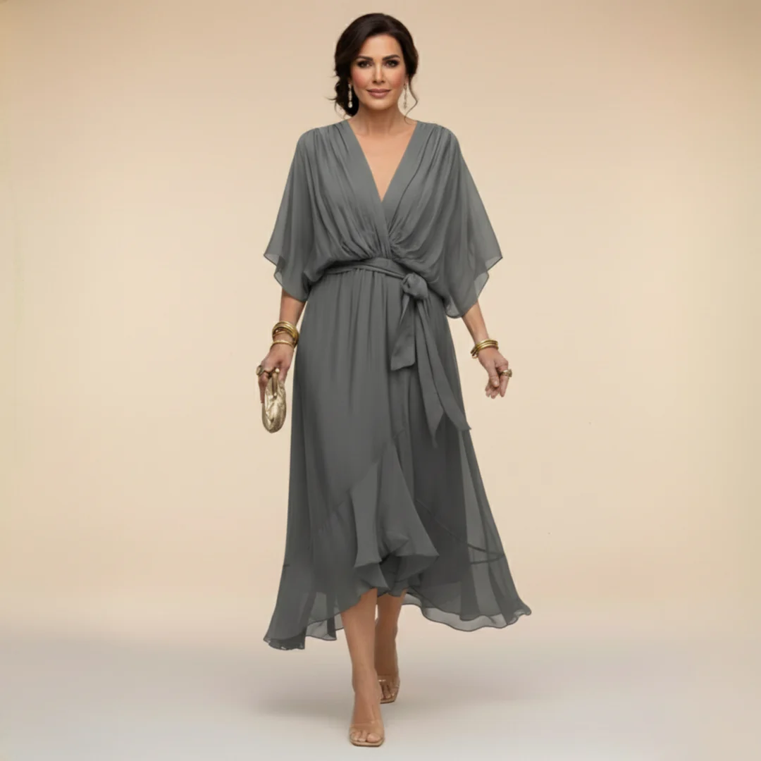 VESTITO IN CHIFFON CON SCOLLO A V