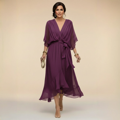 VESTITO IN CHIFFON CON SCOLLO A V