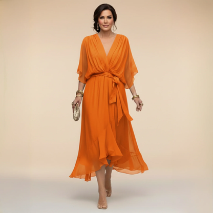 VESTITO IN CHIFFON CON SCOLLO A V